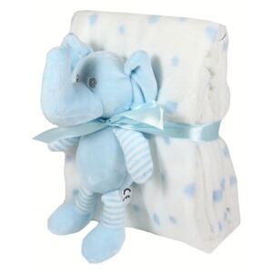 Dětská deka 75x90 cm + hračka modrý sloník Modrá 75 x 90 cm