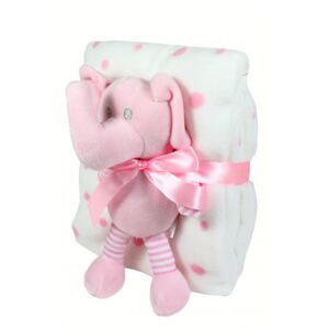 Dětská deka 75x90 cm + hračka růžový sloník Růžová 75 x 90 cm