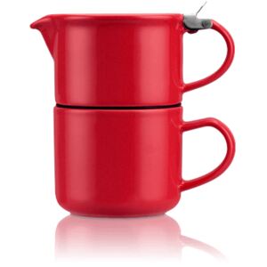 Čajová konvička se šálkem ForLife TeaForOne, 0,4 l, červená
