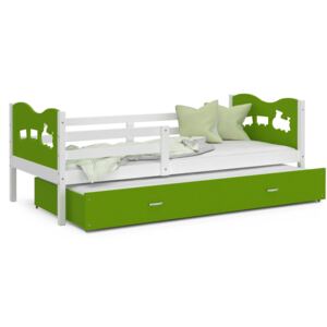 Dětská postel s přistýlkou MAX W - 190x80 cm - zeleno-bílá - vláček