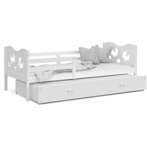 Dětská postel s přistýlkou MAX W - 200x90 cm - bílá - motýlci