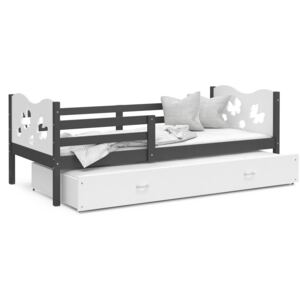 Dětská postel s přistýlkou MAX W - 190x80 cm - bílo-šedá - motýlci