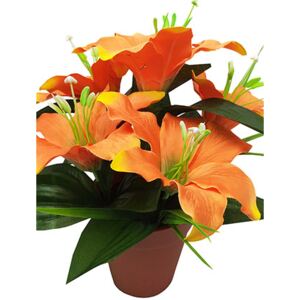 Autronic Lilie v plastovém květináči, barva oranžová. Květina umělá. SG6014