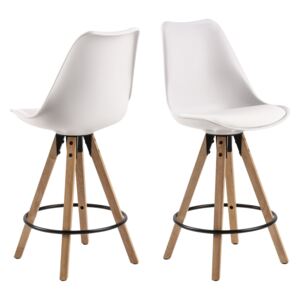 Moderní designová barová židle Nascha bílá-přírodní
