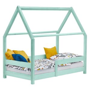 MIMOUŠEK Dětská postel domeček Adri s bočnicí Barva: tyrkys modrá, Rozměr: 70 x 160 cm
