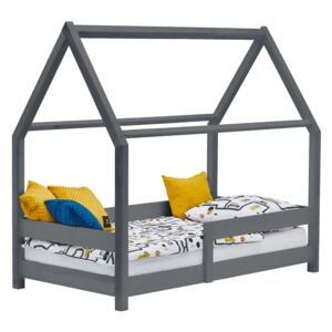 MIMOUŠEK Dětská postel domeček Adri s bočnicí Barva: antracit, Rozměr: 70 x 160 cm