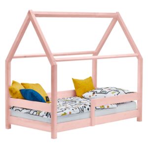 MIMOUŠEK Dětská postel domeček Adri s bočnicí Barva: pastel růžová, Rozměr: 80 x 200 cm