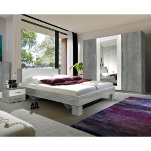 Ložnice VERA G - beton colorado/beton colorado bílá s postelí 160x200 cm