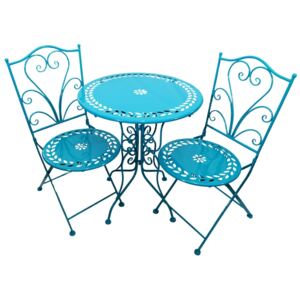SET kovový zahradní nábytek v modré barvě