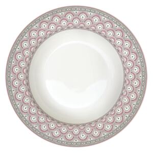 Porcelánový polévkový talíř Kalamkari růžový