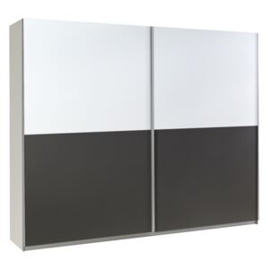 Šatní skříň - LUX 19, bílá/lesklá bílá a grafit