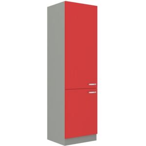 Kuchyňská skříň na zabudovanou lednici 60x210 cm 04 - HULK - Červená lesklá