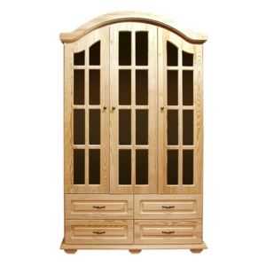 Stylová dřevěná Vitrína - Prosklená 3 dveřová skříň VENEZIA III - DM-VZ-002, masiv borovice