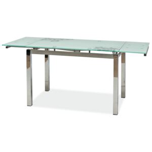 Jídelní stůl GD-017 rozkládací 110-170x74 cm, sklo bílé a chrom