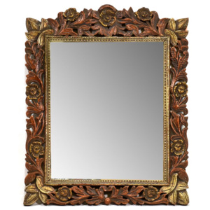 Zrcadlo v rámu z mangového dřeva, ručně vyřezané, 52x2x63cm