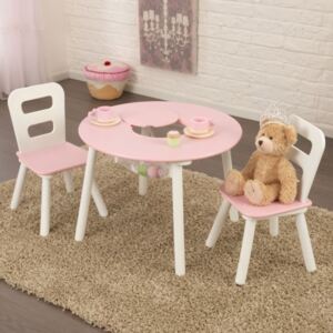 Kidkraft Set stůl a 2 židle růžovobílý (Rozměr stolu: průměr)
