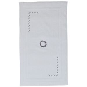 Koupelnová předložka SEHZADE 50x90 cm Bílá / stříbrná výšivka, 750 gr / m², Česaná prémiová bavlna 100%