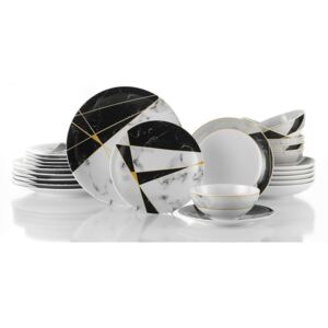 24dílná sada porcelánového nádobí Kütahya Porselen Black&White
