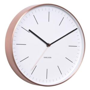 Celokovové bílé nástěnné hodiny s měděným rámečkem 5507WH Karlsson 28cm