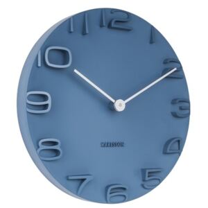 Modré moderní nástěnné hodiny se stříbrnými ručičkami 5311BL Karlsson 42cm