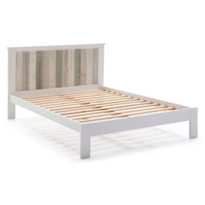 Bílá postel s nohami z borovicového dřeva Marckeric Maude, 140 x 200 cm