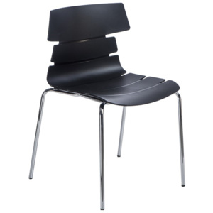 Jídelní plastová židle v černé barvě na kovové podnoži DO049