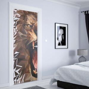 GLIX Fototapeta na dveře - Polygon Lion Ligh Colours | 91x211 cm