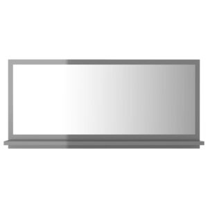 Koupelnové zrcadlo - dřevotříska - šedé vysoký lesk | 80x10,5x37 cm