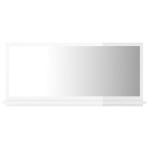 Koupelnové zrcadlo - dřevotříska - bílé vysoký lesk | 80x10,5x37 cm
