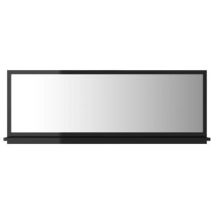 Koupelnové zrcadlo - dřevotříska - černé vysoký lesk | 100x10,5x37 cm