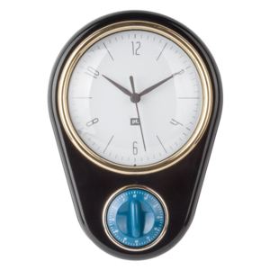 Kuchyňské nástěnné hodiny s minutkou černá Retro Present Time * (Barva- černá, modrá)