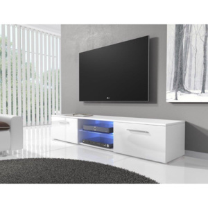 Televizní stolek 150 cm v bílém lesku s bílým matným korpusem typ 03 KN1180