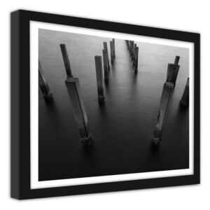 CARO Obraz v rámu - Concrete Breakwaters 2 40x30 cm Černá