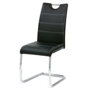 Autronic Jídelní židle Robbie BK - koženka černá s bílým prošitím
