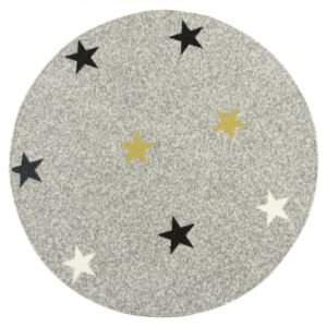 Kulatý koberec Stars Mix Hvězdy světle šedý Rozměr: průměr 100 cm