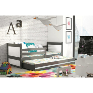 Dětská postel FIONA 2 + matrace + rošt ZDARMA, 90x200 cm, grafit, bílá