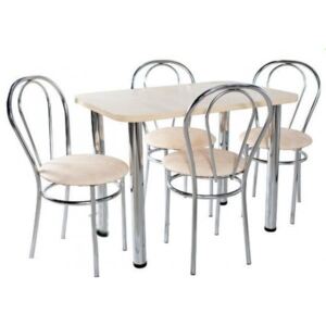 Jídelní set 4 židle a stůl obdélník 60 x 100 cm - vanilka - 18D