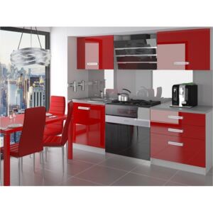 Malá paneláková kuchyně Sasanka červená 120 cm s LED osvětlením