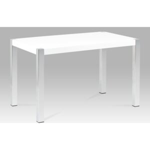 Jídelní stůl 120×75 cm, vysoký lesk bílý/chrom
