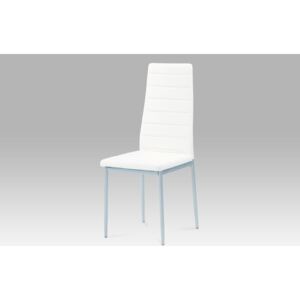Jídelní židle koženka bílá/šedý lak