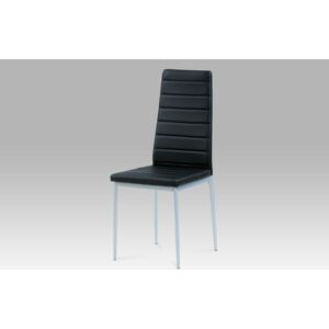 Jídelní židle koženka černá/šedý lak