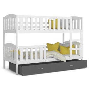 Dětská patrová postel KUBUS Color, bílá/šedá, 190x80