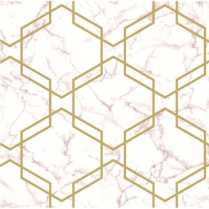 Geometrická vliesová tapeta Holden Ventura růžovo-zlatá 0,53x10,05 m