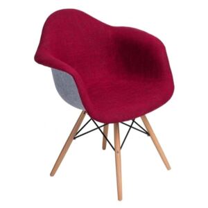 Designová židle DAW čalouněná, červená/šedá