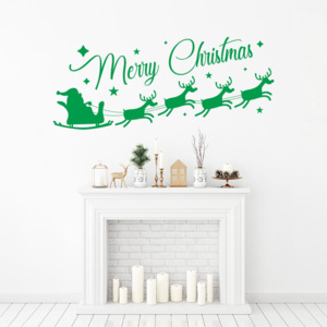 Merry Christmas Santa II. - samolepka na zeď Zelená 100 x 40 cm