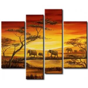 Vícedílné obrazy - Stádo slonů