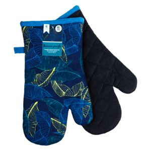 Kuchyňské bavlněné rukavice - chňapky BANANA JUNGLE modrá 100% bavlna 19x30 cm Essex