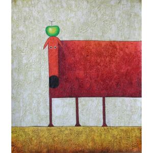 Obraz - Červený pes s jablkem