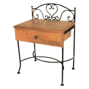 Kovaný noční stolek s masivní zásuvkou MALAGA 0409A