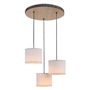 LEUCHTEN DIREKT LED stropní svítidlo, 3-ramenné, dřevo, látkové stínidlo, 3xE27